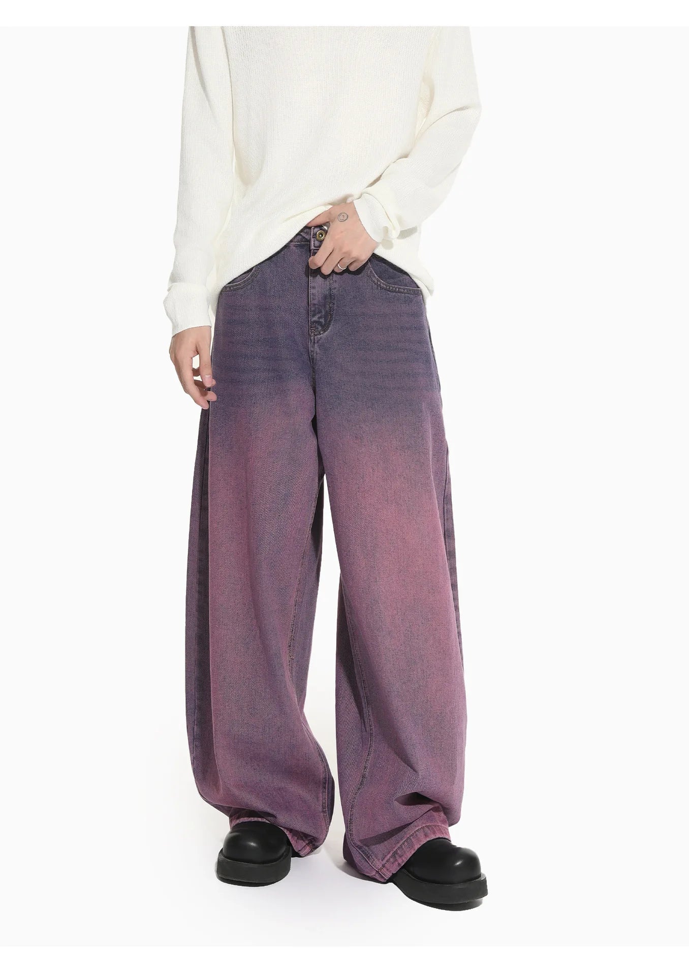 Purple Aura Arc-Leg Jeans-streetwear-techwear