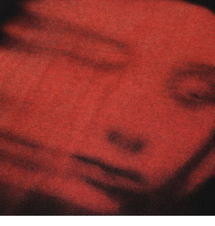 'Red Phantom Face' Acid Wash Graphic T-Shirt-streetwear-techwear