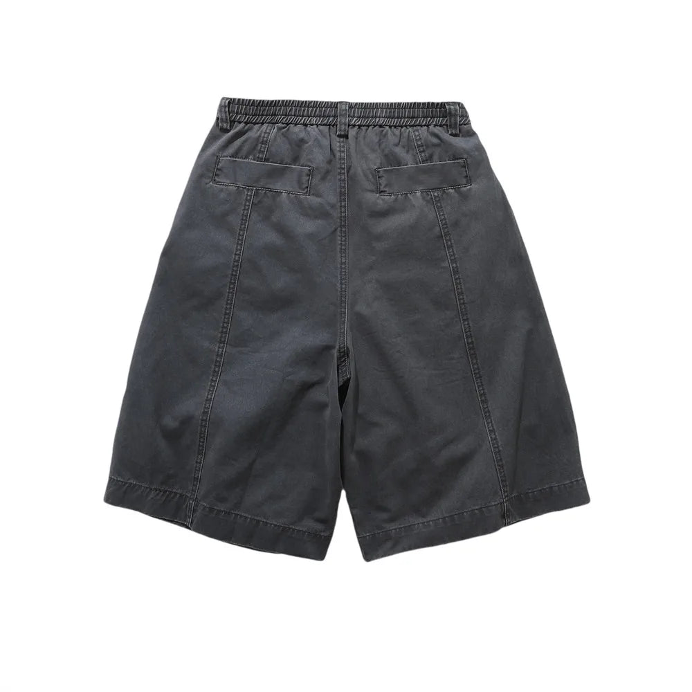 Relaxed Fit Pleated Knee Drawstring Shorts-streetwear-techwear