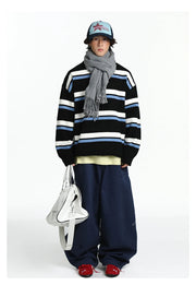 Retro 90's Stripe Sweater-streetwear-techwear