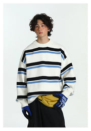 Retro 90's Stripe Sweater-streetwear-techwear