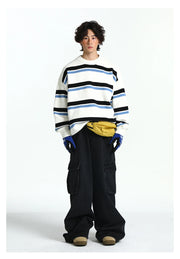 Retro 90's Stripe Sweater-streetwear-techwear