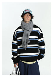 Retro 90's Stripe Sweater-streetwear-techwear