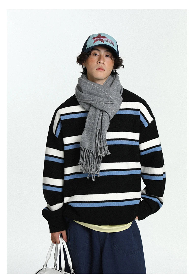 Retro 90's Stripe Sweater-streetwear-techwear