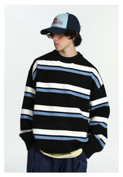 Retro 90's Stripe Sweater-streetwear-techwear