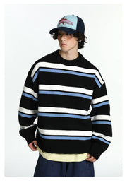Retro 90's Stripe Sweater-streetwear-techwear