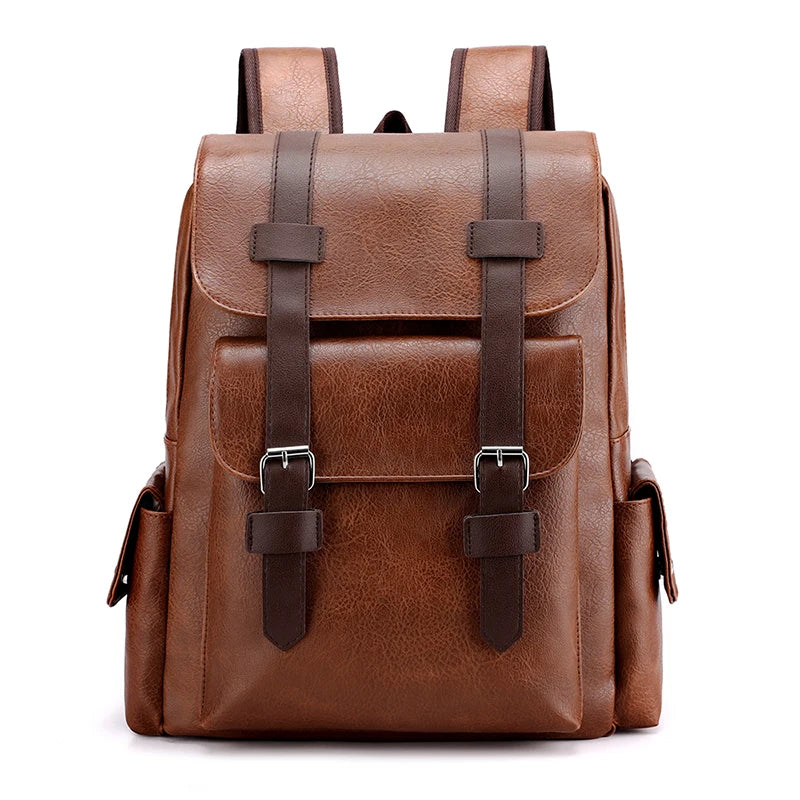 Retro Classic Faux Leather Backpack-streetwear-techwear