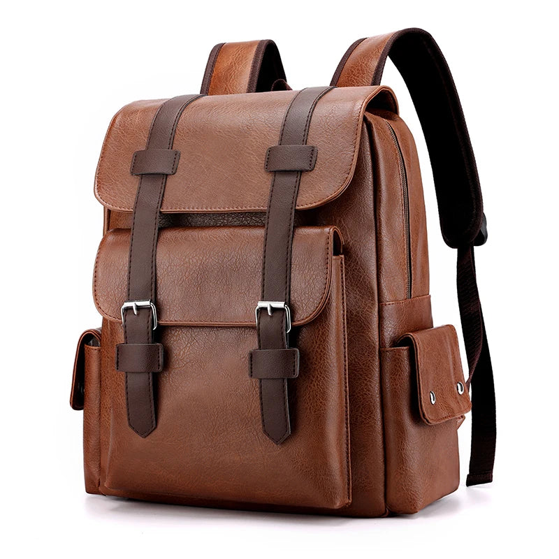 Retro Classic Faux Leather Backpack-streetwear-techwear