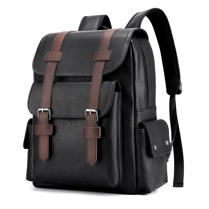 Retro Classic Faux Leather Backpack-streetwear-techwear