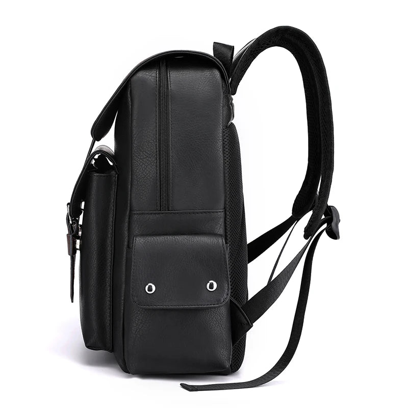 Retro Classic Faux Leather Backpack-streetwear-techwear