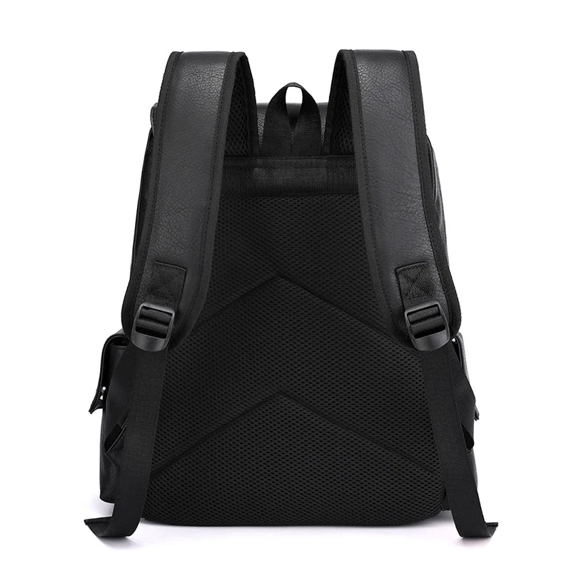 Retro Classic Faux Leather Backpack-streetwear-techwear