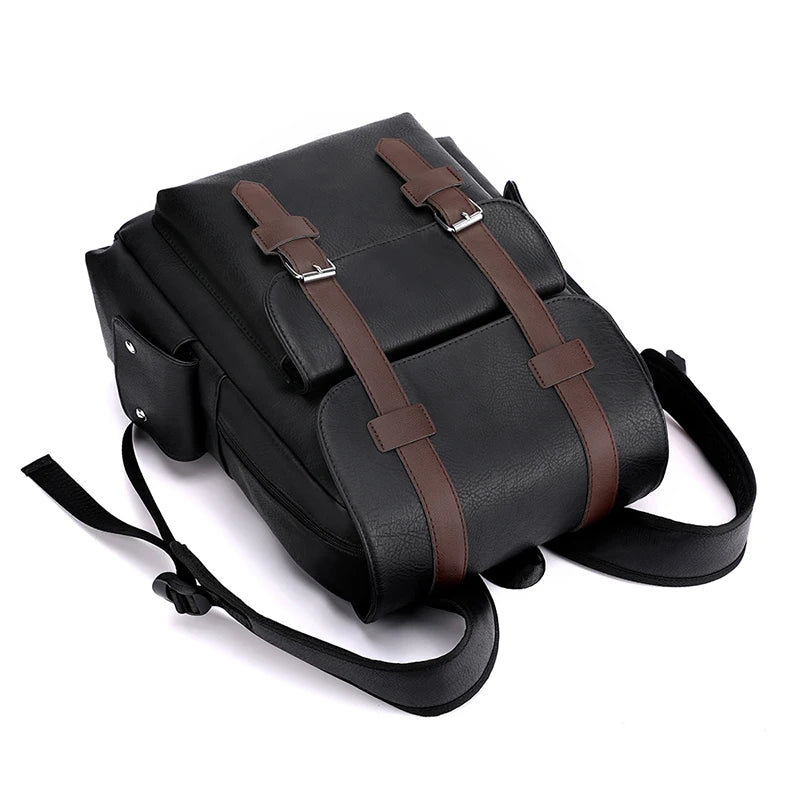 Retro Classic Faux Leather Backpack-streetwear-techwear