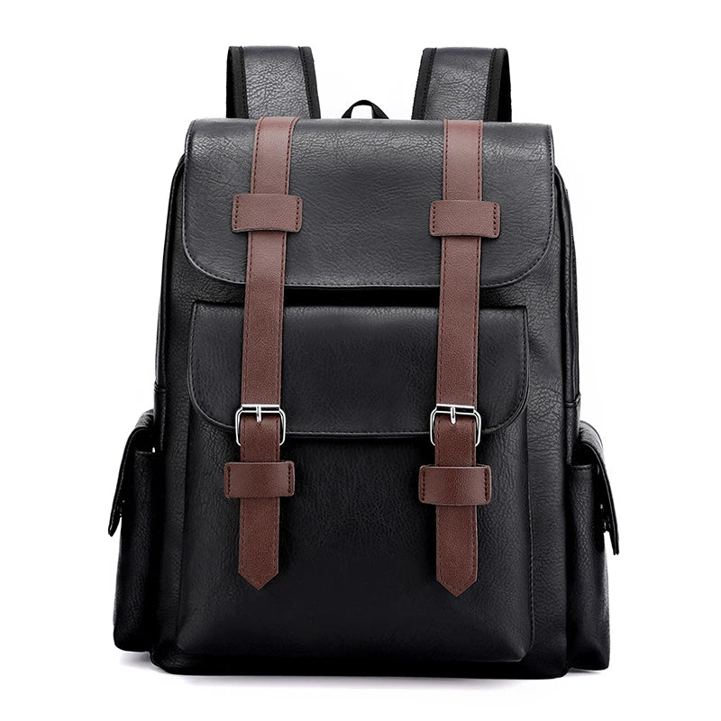 Retro Classic Faux Leather Backpack-streetwear-techwear