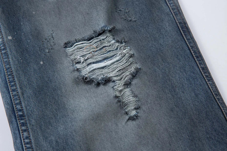 Ripped Fade Denim Jeans-streetwear-techwear