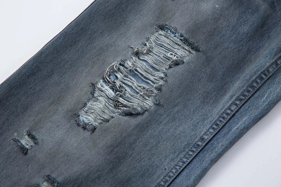 Ripped Fade Denim Jeans-streetwear-techwear