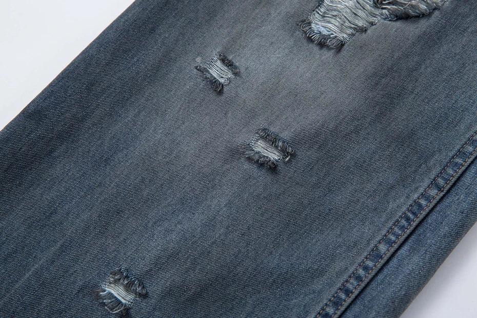 Ripped Fade Denim Jeans-streetwear-techwear