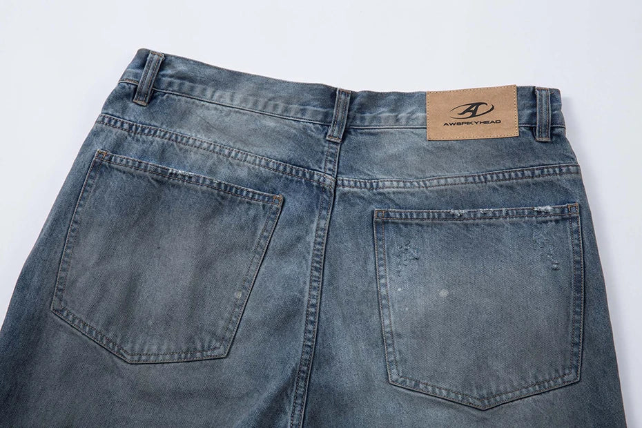 Ripped Fade Denim Jeans-streetwear-techwear