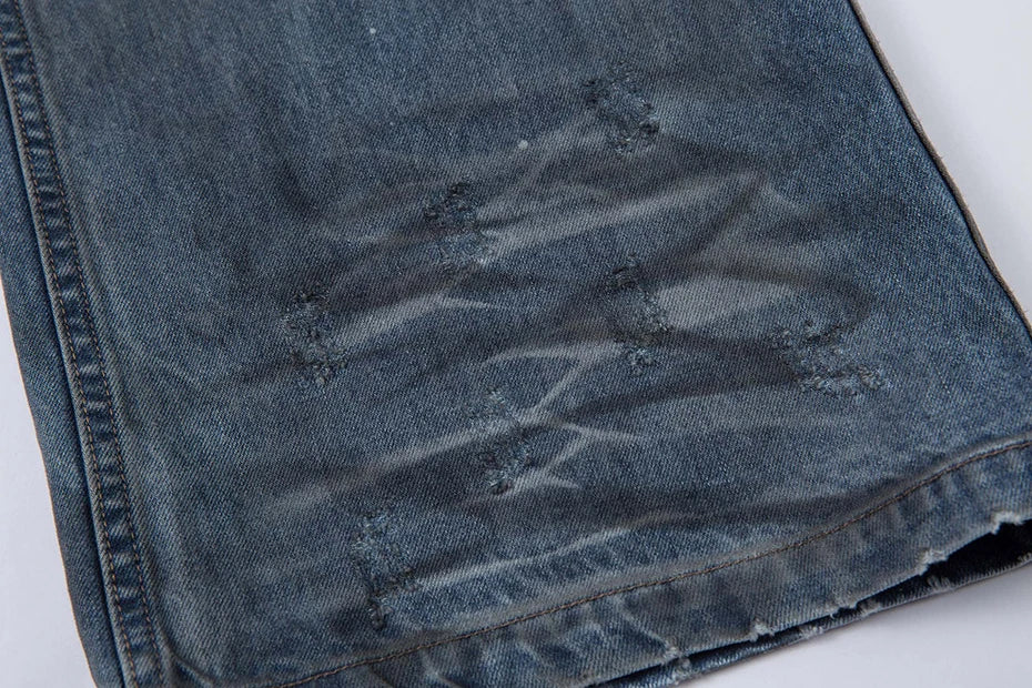 Ripped Fade Denim Jeans-streetwear-techwear