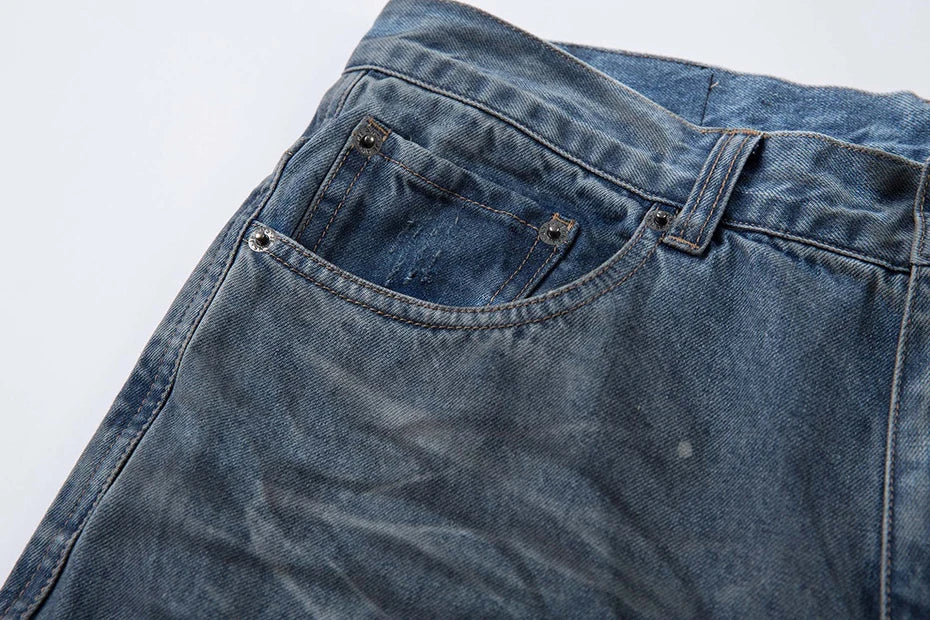 Ripped Fade Denim Jeans-streetwear-techwear