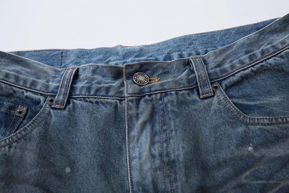 Ripped Fade Denim Jeans-streetwear-techwear
