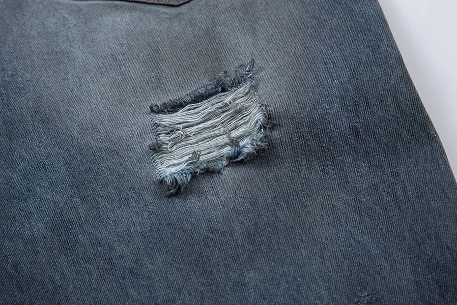 Ripped Fade Denim Jeans-streetwear-techwear