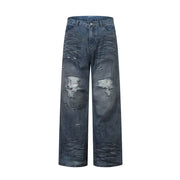 Ripped Fade Denim Jeans-streetwear-techwear