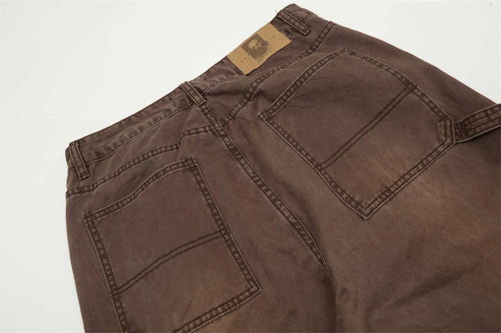 Rust Wash Loose Fit Carpenter Jeans-streetwear-techwear