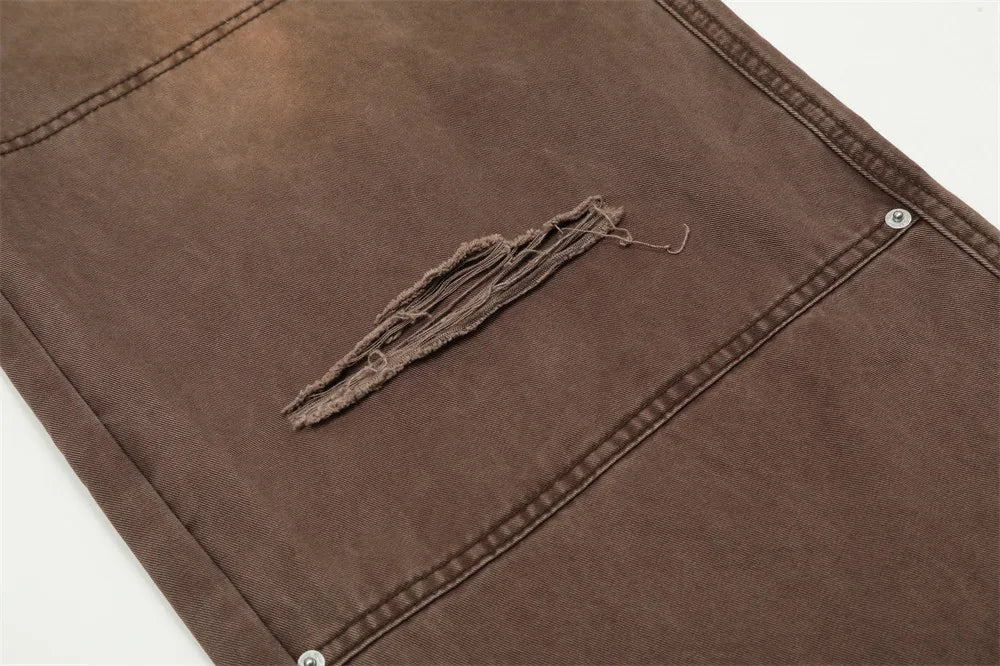 Rust Wash Loose Fit Carpenter Jeans-streetwear-techwear