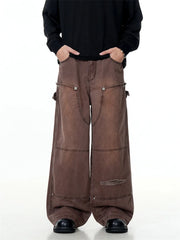 Rust Wash Loose Fit Carpenter Jeans-streetwear-techwear
