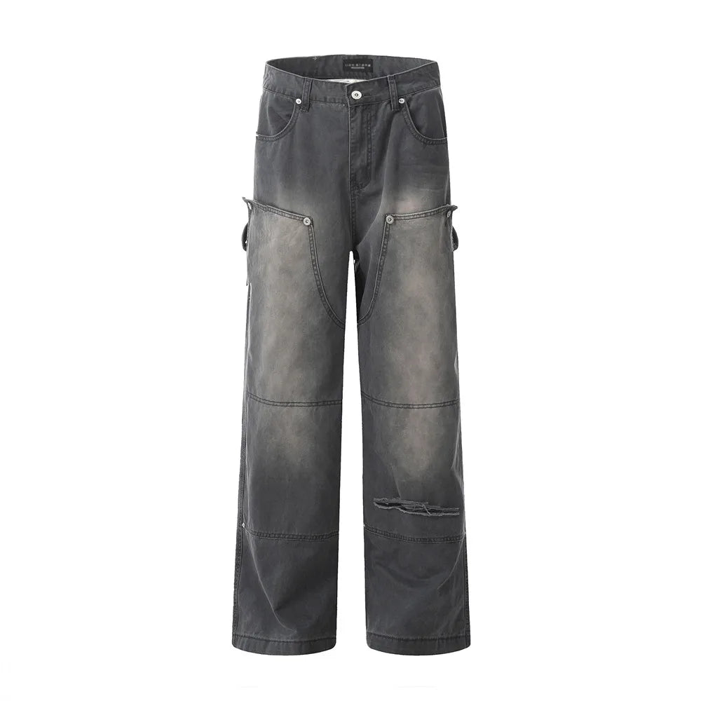 Rust Wash Loose Fit Carpenter Jeans-streetwear-techwear