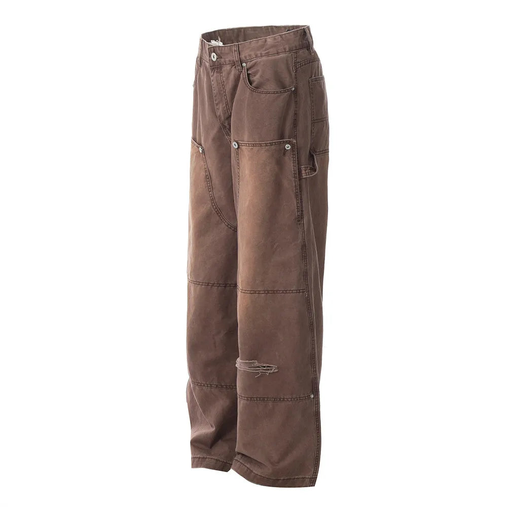 Rust Wash Loose Fit Carpenter Jeans-streetwear-techwear