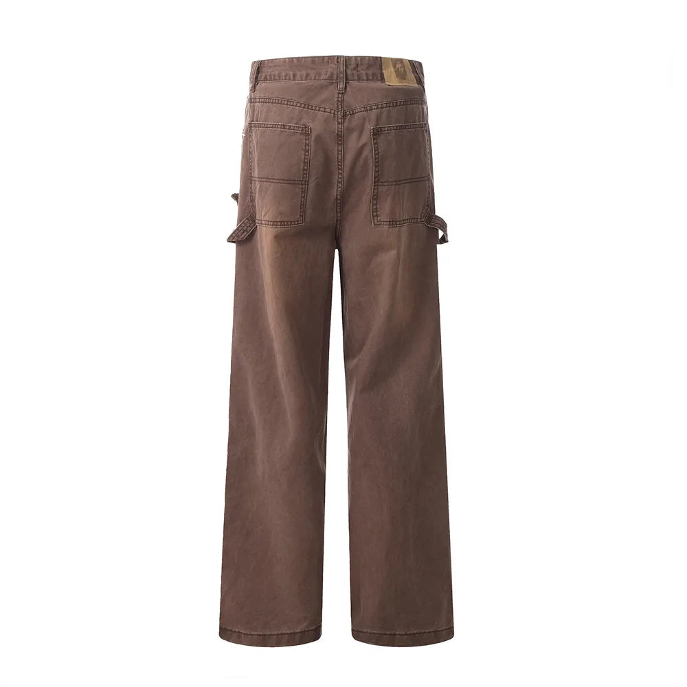 Rust Wash Loose Fit Carpenter Jeans-streetwear-techwear