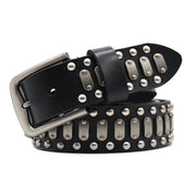 Metal Plate Leather Belt-streetwear-techwear