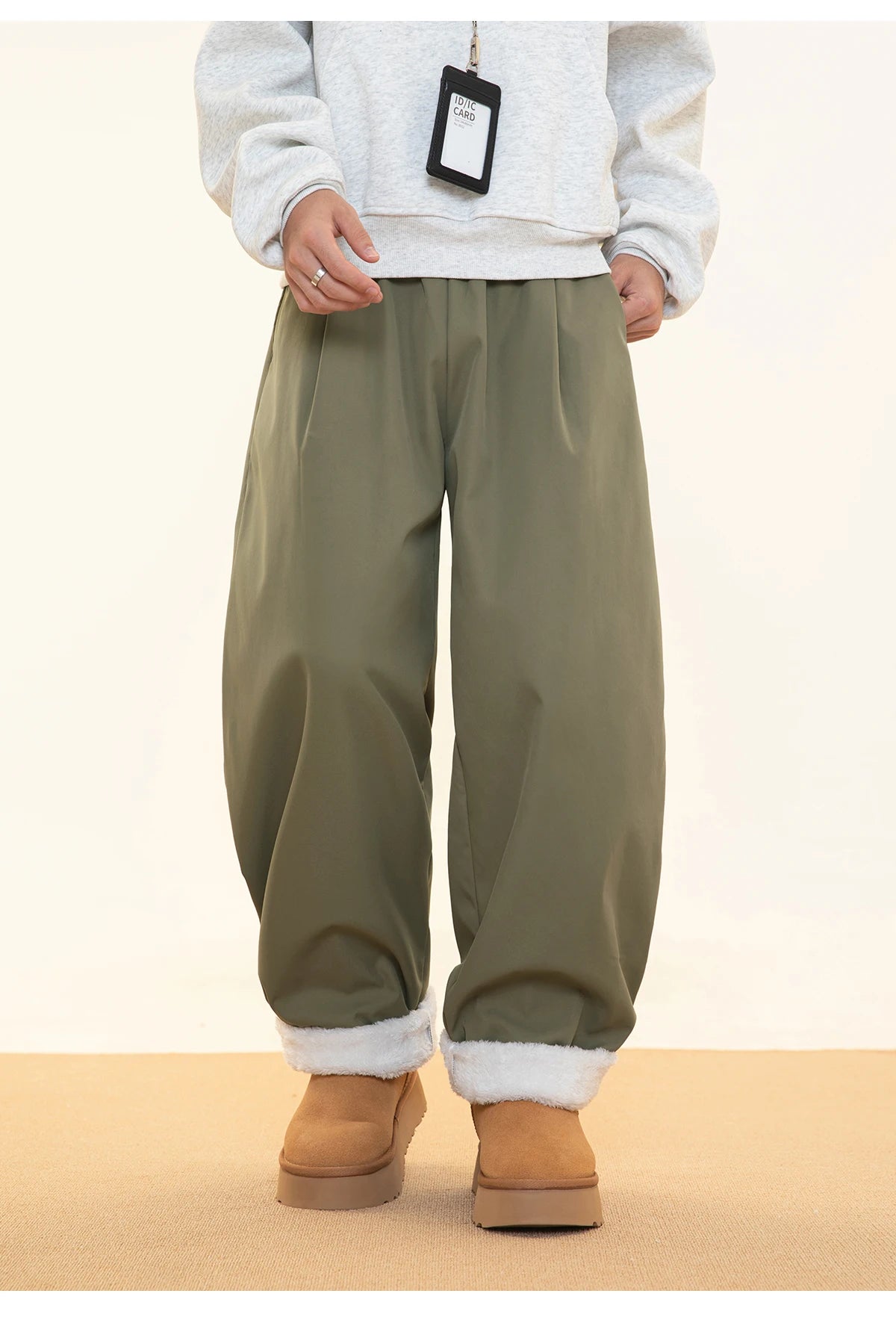 Fleece Lined Wide Leg Pants-streetwear-techwear