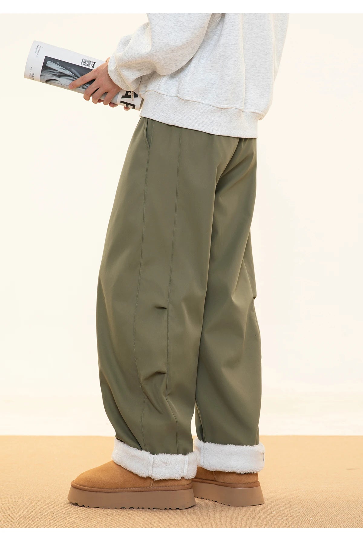 Fleece Lined Wide Leg Pants-streetwear-techwear