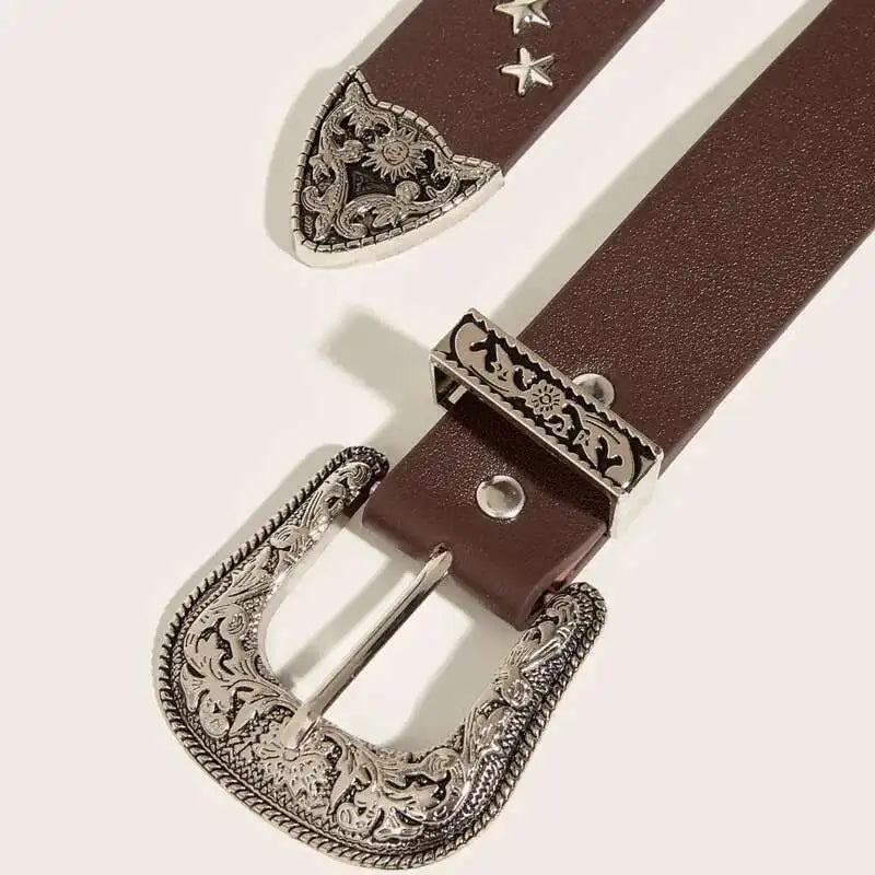 Star-studded Western Belt-streetwear-techwear