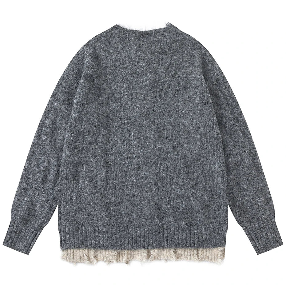 Static Edge Fray Knit Sweater-streetwear-techwear