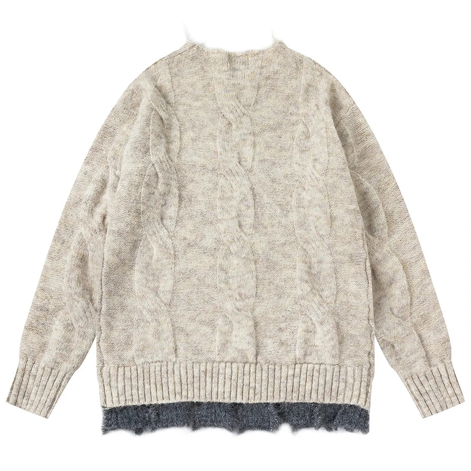 Static Edge Fray Knit Sweater-streetwear-techwear