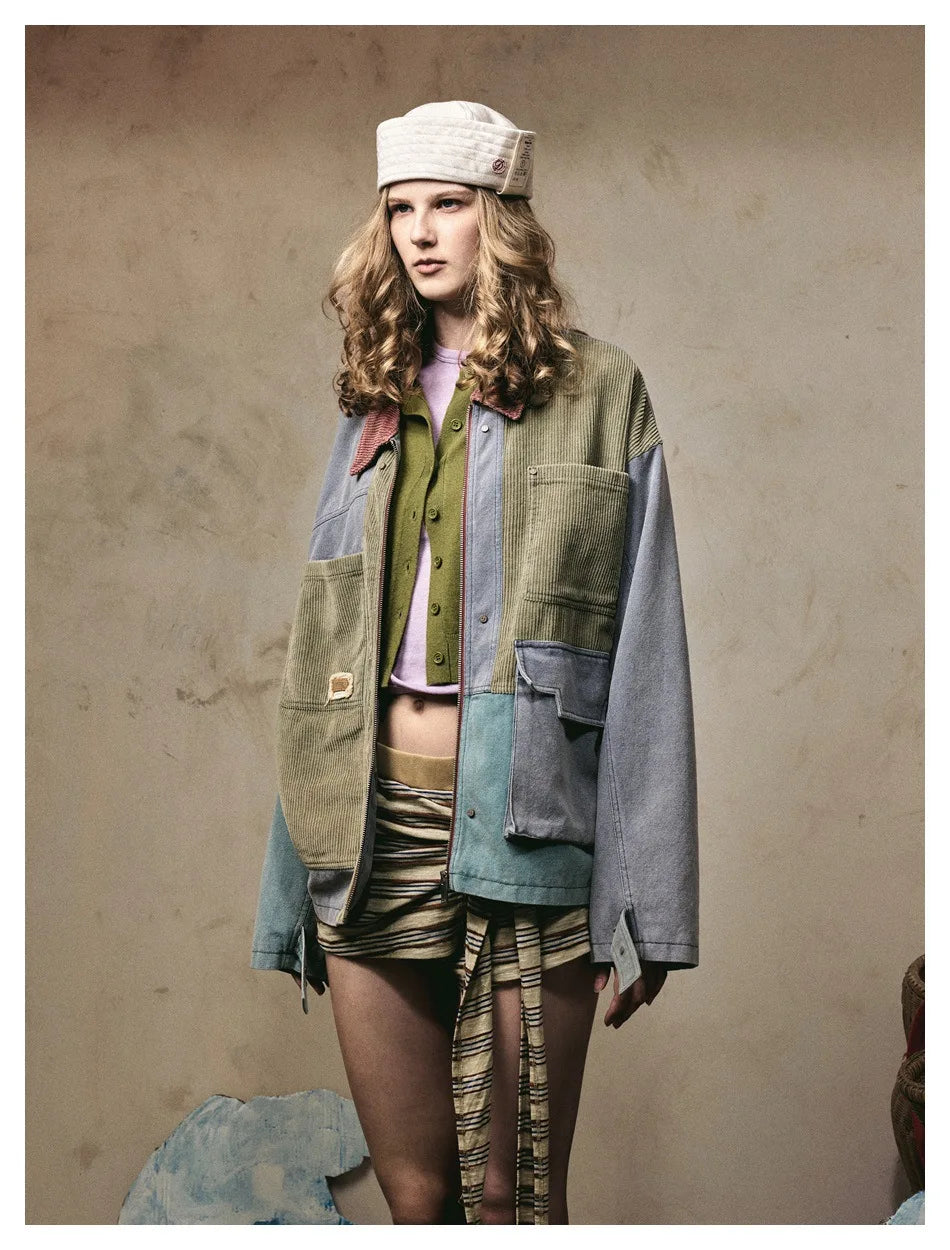 Vintage Style Patchwork Jacket-streetwear-techwear