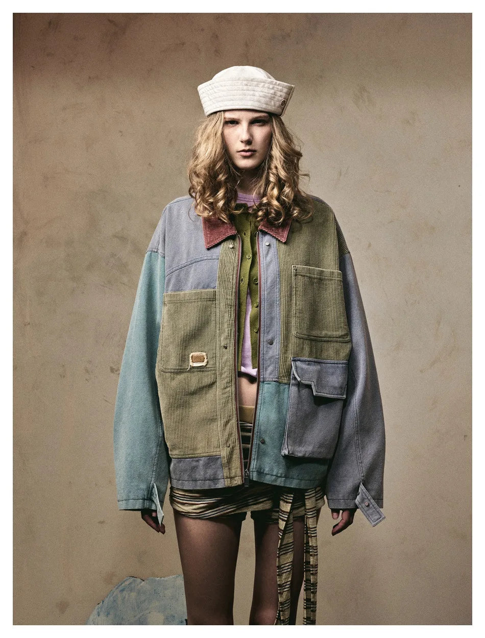 Vintage Style Patchwork Jacket-streetwear-techwear