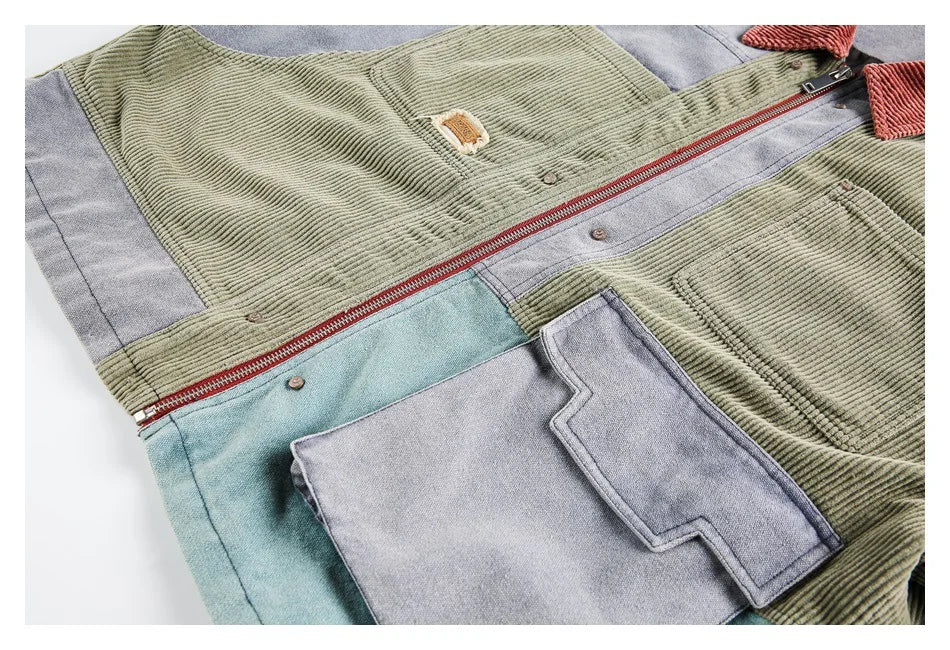 Vintage Style Patchwork Jacket-streetwear-techwear