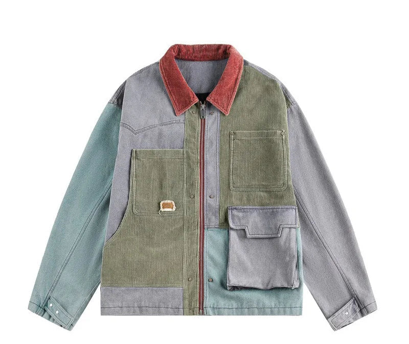 Vintage Style Patchwork Jacket-streetwear-techwear