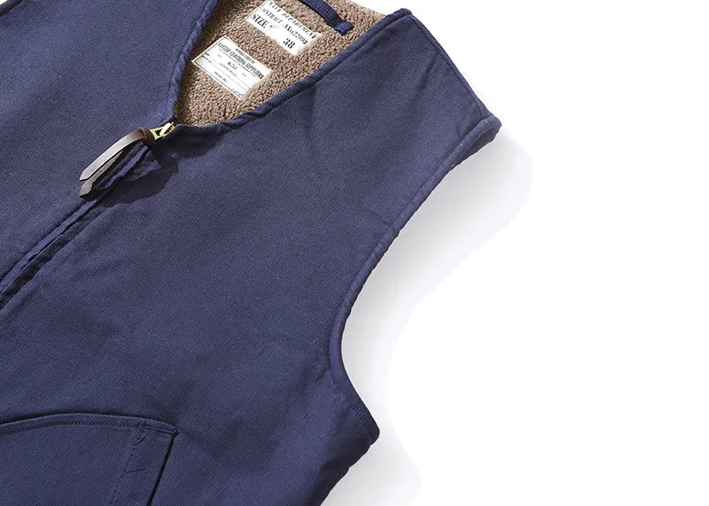 Vintage Style Wool Lined Workwear Vest-streetwear-techwear