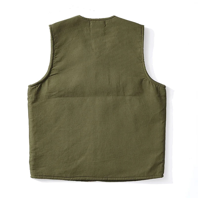 Vintage Style Wool Lined Workwear Vest-streetwear-techwear