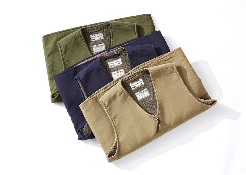 Vintage Style Wool Lined Workwear Vest-streetwear-techwear