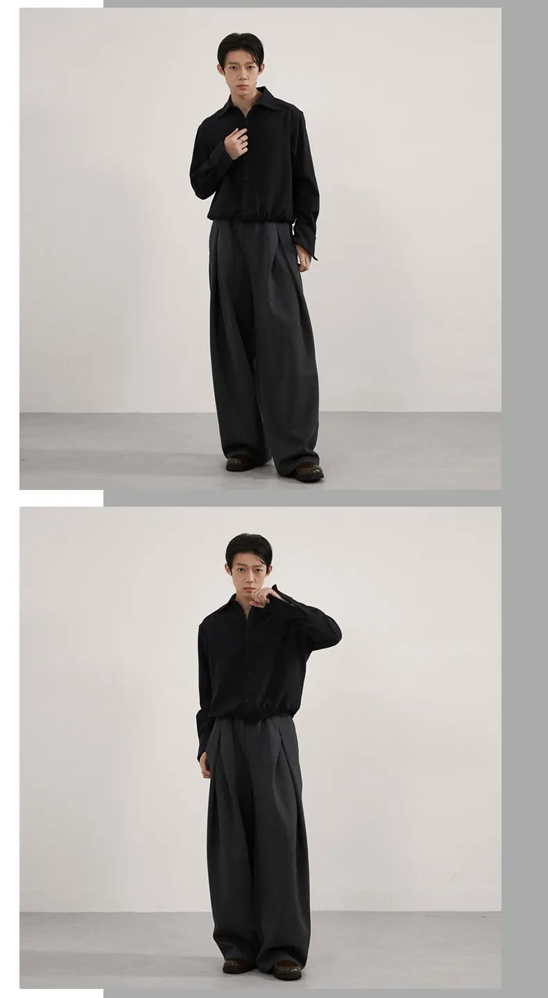 Volume Pleat Wide Leg Jersey Pants-streetwear-techwear