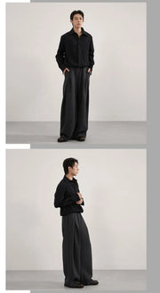 Volume Pleat Wide Leg Jersey Pants-streetwear-techwear