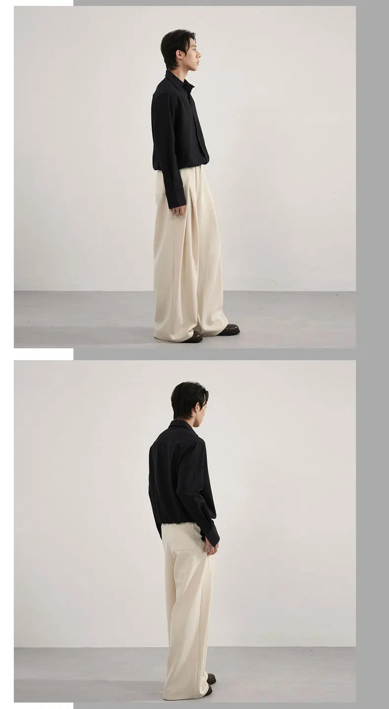 Volume Pleat Wide Leg Jersey Pants-streetwear-techwear