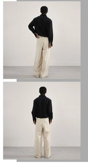 Volume Pleat Wide Leg Jersey Pants-streetwear-techwear