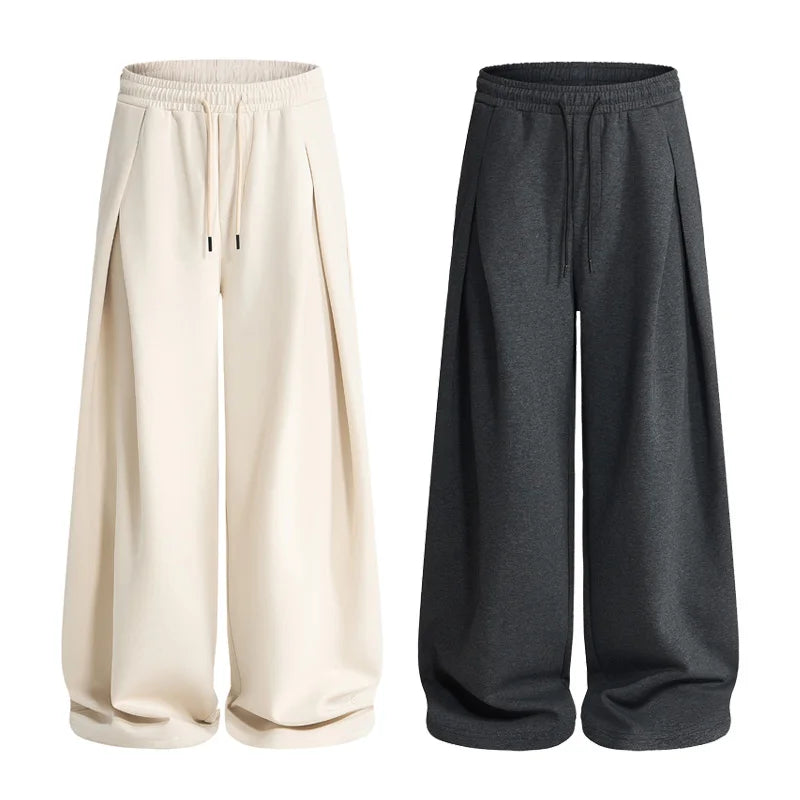 Volume Pleat Wide Leg Jersey Pants-streetwear-techwear